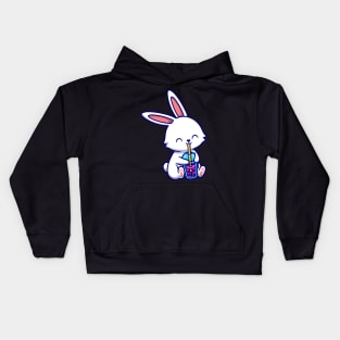 Cute Rabbit Drink Boba Milk Tea Cartoon Kids Hoodie